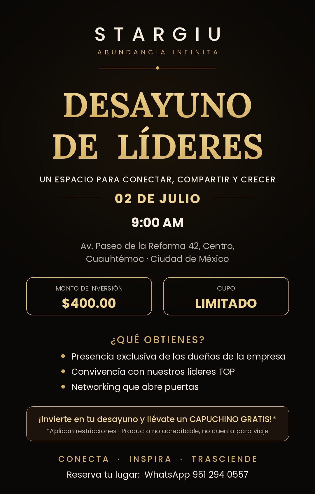 Desayuno de Líderes STARGIU - 2 de julio, 9:00 am, Ciudad de México